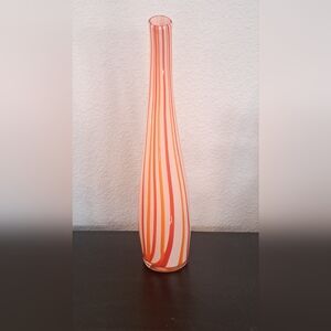 Vintage Murano Style Orange and White Bent Neck  Art Glass